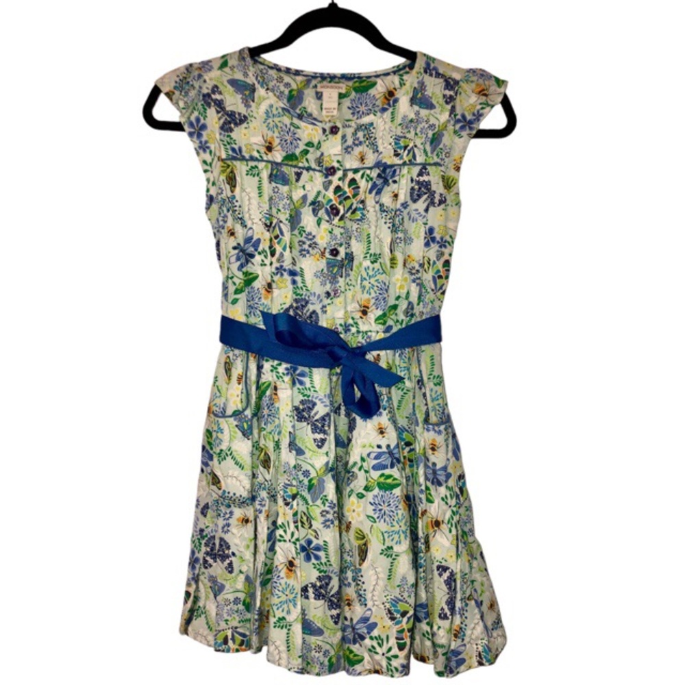 Monsoon Girls Dress with dragonfly, butterfly, floral pattern, culotte shorts.